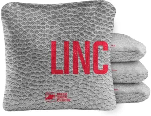 ACA Synergy Pro Dual Sided Cornhole Bags | Lincoln Gray Design | Set of (4) All-Weather Resin Filled Stick & Slide Corn Hole Bags