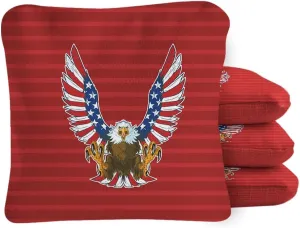 ACA Synergy Pro Dual Sided Cornhole Bags | Merica Red Design | Set of (4) All-Weather Resin Filled Stick & Slide Corn Hole Bags