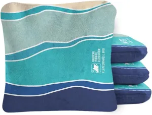 ACA Synergy Pro Dual Sided Cornhole Bags | Multicolor Waves Blue Design | Set of (4) All-Weather Resin Filled Stick & Slide Corn Hole Bags