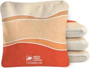 ACA Synergy Pro Dual Sided Cornhole Bags | Multicolor Waves Orange Design | Set of (4) All-Weather Resin Filled Stick & Slide Corn Hole Bags