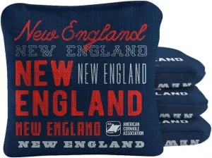 ACA Synergy Pro Dual Sided Cornhole Bags | New England Navy Blue Design | Set of (4) All-Weather Resin Filled Stick & Slide Corn Hole Bags
