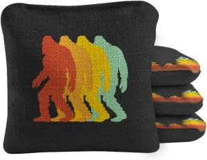 ACA Synergy Pro Dual Sided Cornhole Bags | Retro Sasquatch Black Design | Set of (4) All-Weather Resin Filled Stick & Slide Corn Hole Bags