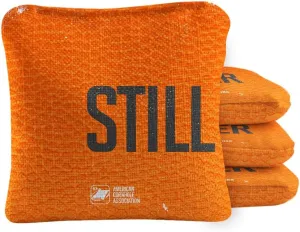 ACA Synergy Pro Dual Sided Cornhole Bags | Stillwater Orange Design | Set of (4) All-Weather Resin Filled Stick & Slide Corn Hole Bags
