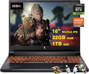acer Nitro V 16 Gaming Laptop 16" WUXGA IPS 165Hz AMD Zen 4 Octa-Core Ryzen 7 8845HS (Beats i7-12700H) 32GB RAM 1TB SSD GeForce RTX 4060 8GB Backlit Win11 w/ICP Accessory