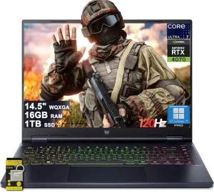 Acer Predator Helios Neo 14 Gaming AI PC Laptop 14.5" WQXGA (2560x1600) 120Hz (100% sRGB, G-SYNC) Intel 16-core Ultra 7 155H 16GB RAM 1TB SSD GeForce RTX 4070 RGB Backlit Win11Pro ICP Hub w/Copilot AI