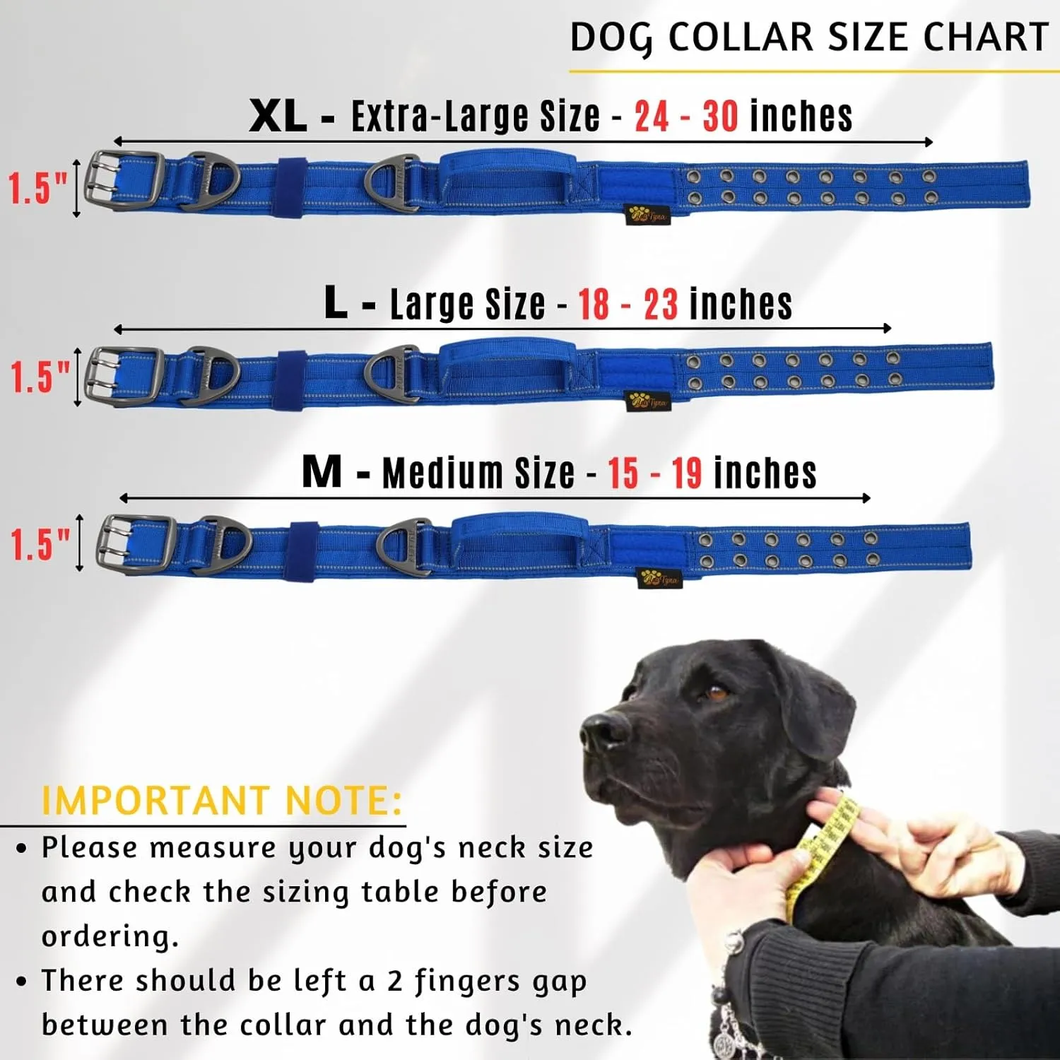 ADITYNA Heavy Duty Dog Collar for Extra-Large Dogs - Reflective Blue Purple Collar with Handle for Training, and Walking - Wide, Thick, Tactical, Soft Neoprene Padded