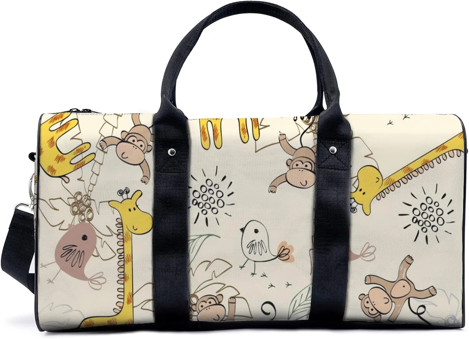 Adorable Animal Illustration Duffel Bag Travel Yoga Camping Gym Shoulder Bags Sports Handbag Lightweight canvas Tote Bag Holdall for Men Women