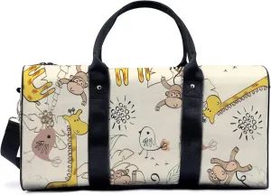 Adorable Animal Illustration Duffel Bag Travel Yoga Camping Gym Shoulder Bags Sports Handbag Lightweight canvas Tote Bag Holdall for Men Women
