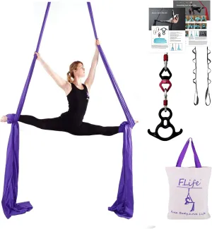 Aerial Silk 10 Yards Kit Durable Aerial Yoga Hammock with Hardware & Guide Aerial Swing for Acrobatic Flying Yoga