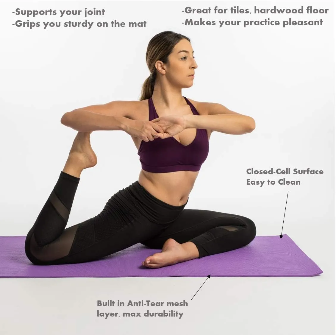 Aeromat Elite Yoga Pilates Mat 5 mm Thick (24" x 72") for Yoga or Pilates Practice, General Exercises