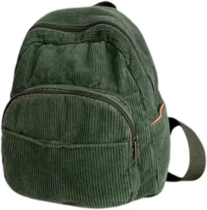 Aesthetic Backpack Mini Classic Corduroy College Backpack for Women Cute Retro Grunge Backpack Casual Daypack (One Size,Green)