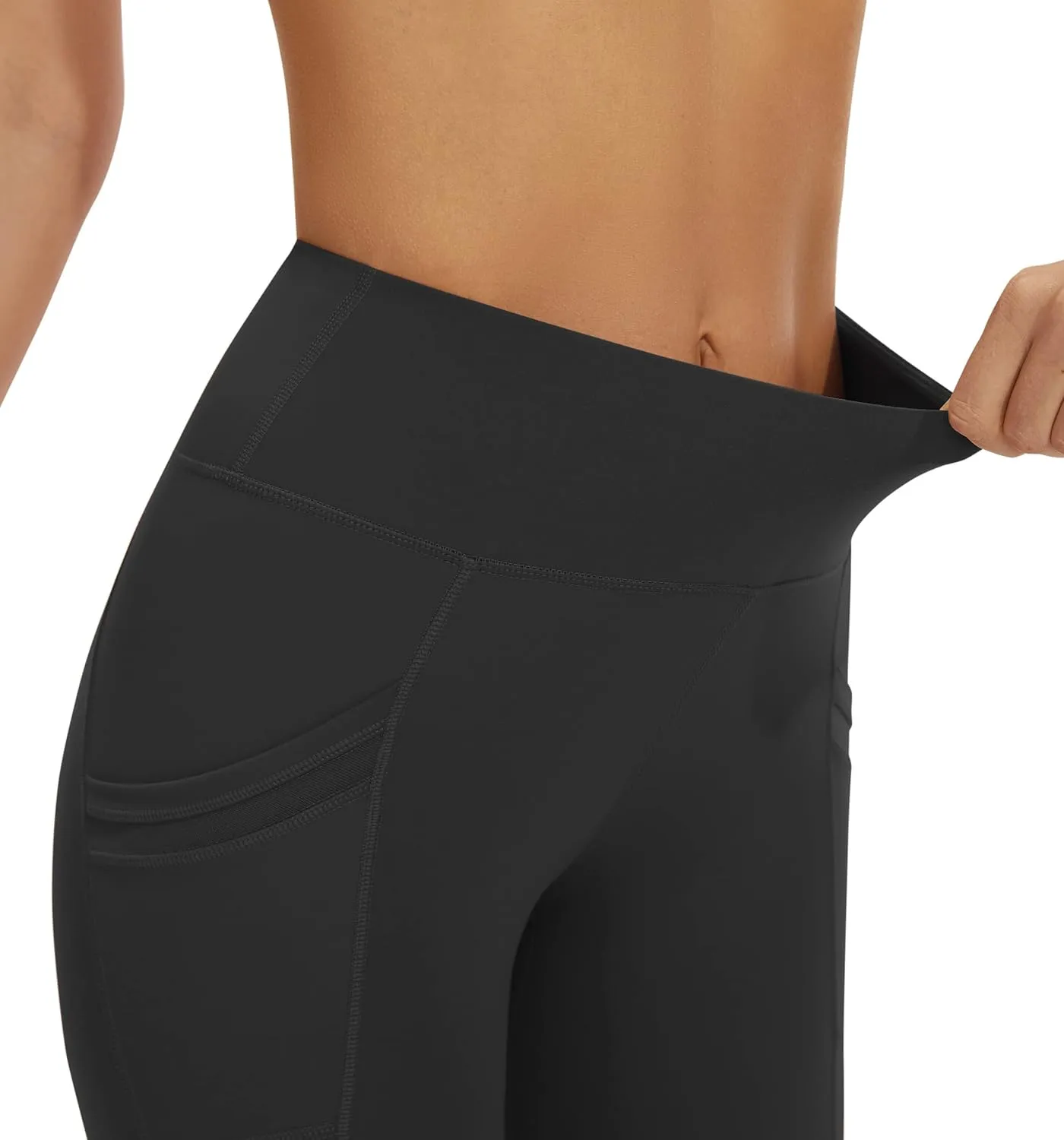 AFITNE Women’s High Waist Mesh Yoga Leggings with Side Pockets, Tummy Control Workout Squat-Proof Yoga Pants