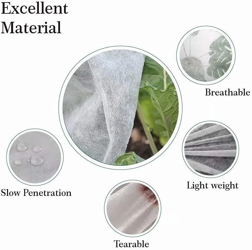 Agfabric Plant Covers Freeze Protection H32 xW32 0.9oz Plant Frost Protection Covers Plant Protection Winter Cover Drawstring Bags,White,2 Pack