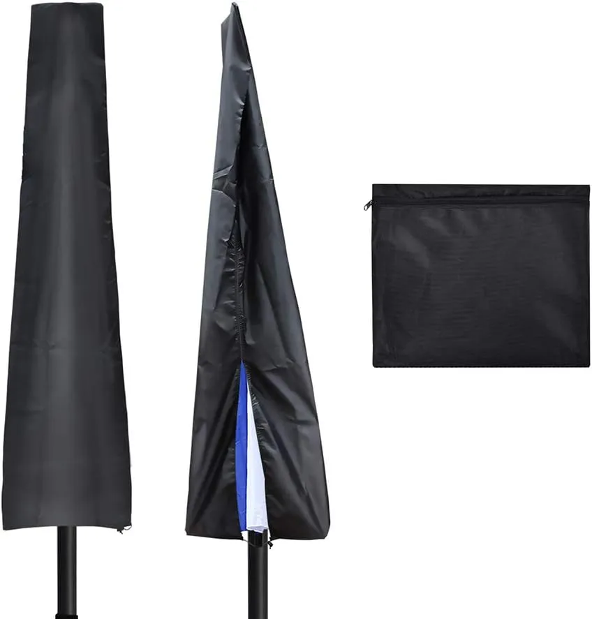 Ailelan Umbrella Cover, 600D Oxford Fabric Patio Umbrella Cover, Waterproof Outdoor Umbrella Cover with Zipper for 7ft to 11ft Garden Outdoor Umbrella, Black