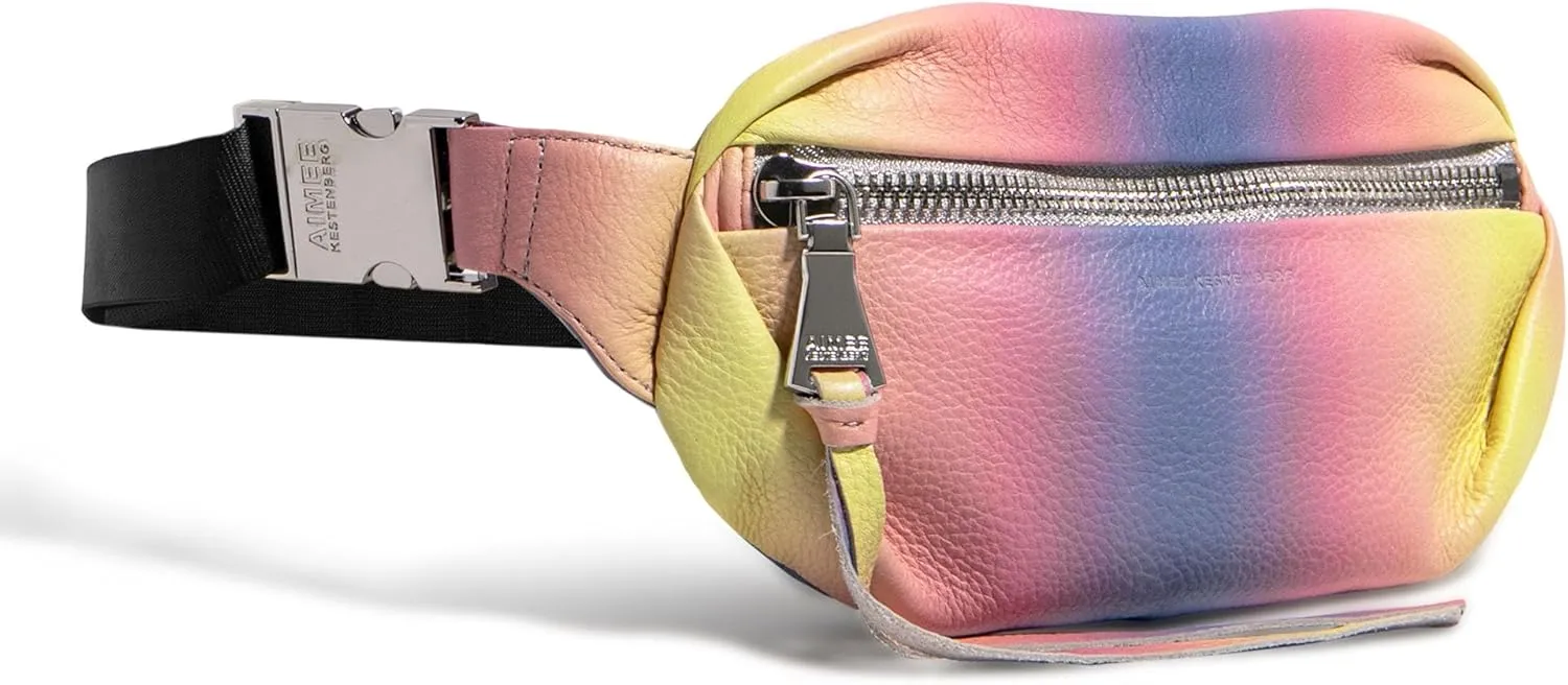 Aimee Kestenberg Milan Bum Bag - Crossbody Fanny Pack for Women - Small Leather Purse - Adjustable Belt or Shoulder Strap - Sunset Ombre