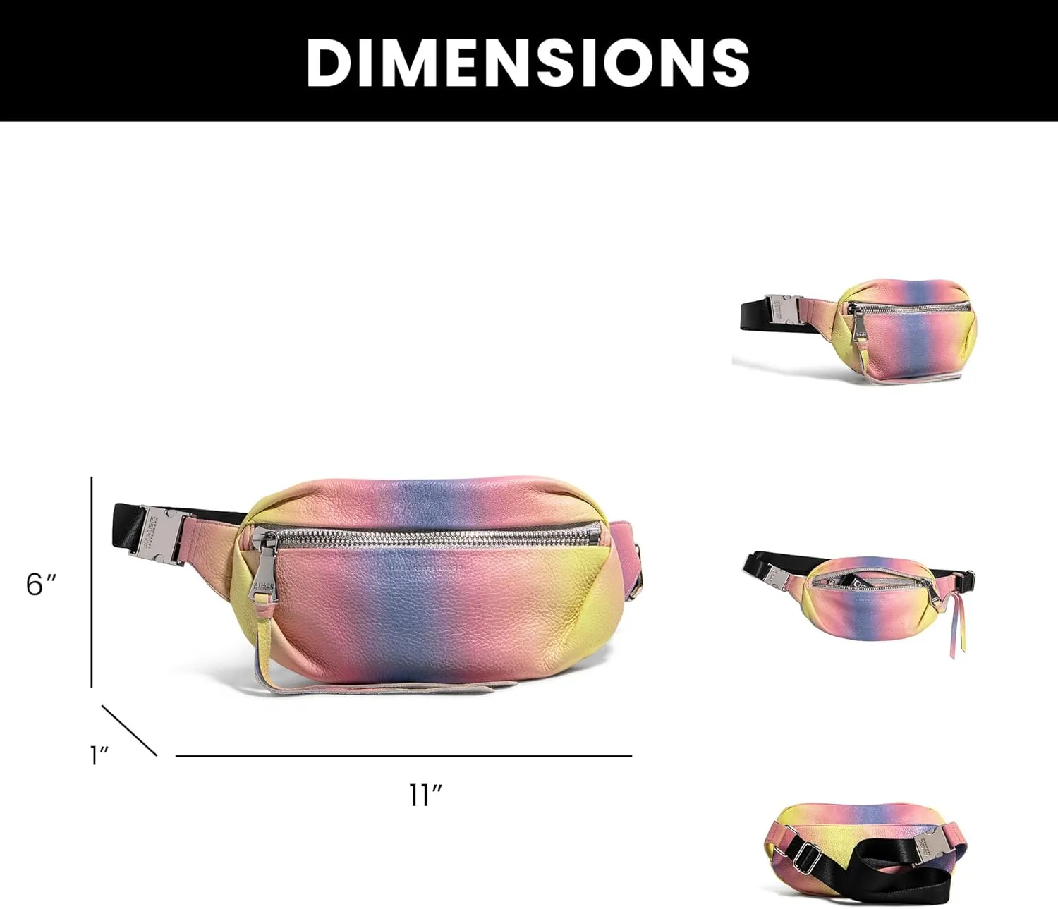 Aimee Kestenberg Milan Bum Bag - Crossbody Fanny Pack for Women - Small Leather Purse - Adjustable Belt or Shoulder Strap - Sunset Ombre