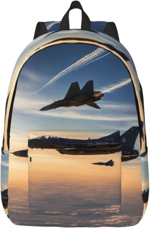 Aircraft Fighter Jets print Duffel Bag, Lightweight Duffel Bag, Casual Backpack, 17.7 x 6.3 x 12.2 inches