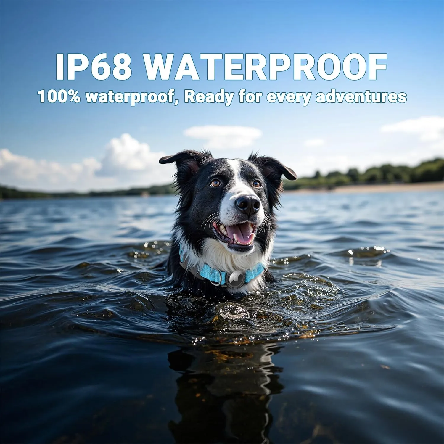 AirTag Dog Collar, IP68 Waterproof Integrated Air Tag Dog Collars with Reflective, Ultra-Durable, Comfortable Padded, Heavy Duty Dog Collars for Small Medium Large Dogs, L (14.8"-20.3"), Blue