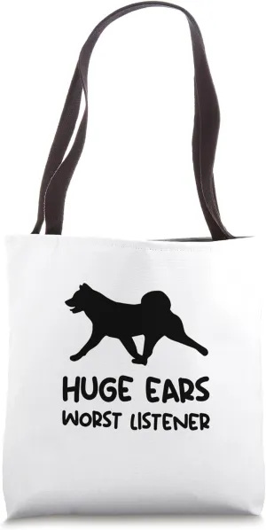 akita dog huge ears worst listener Tote Bag
