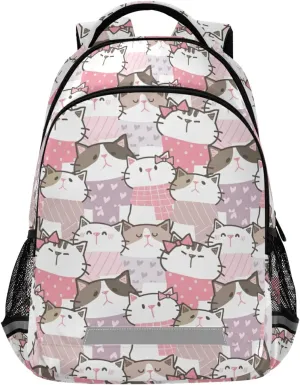 ALAZA Cute Cartoon Cat Kitten Print Backpacks Travel Laptop Daypack School Book Bag for Men Women Teens Kids