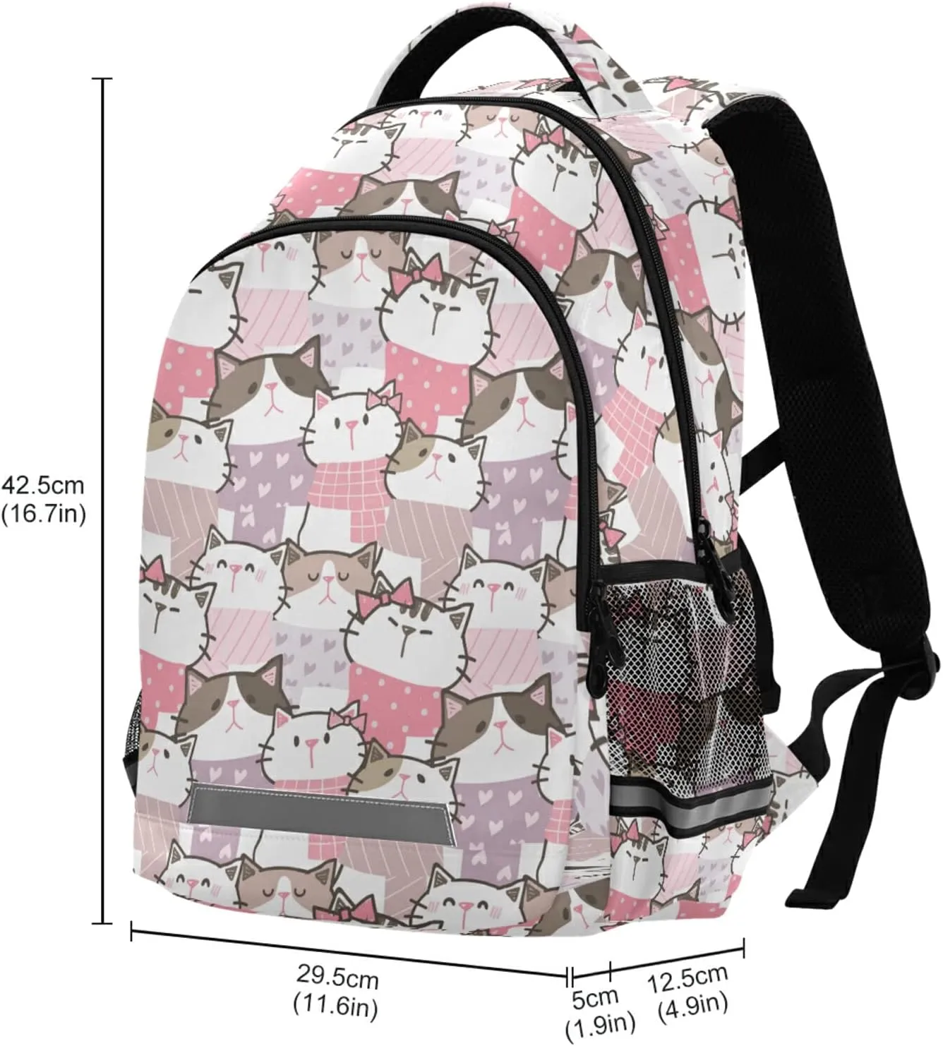 ALAZA Cute Cartoon Cat Kitten Print Backpacks Travel Laptop Daypack School Book Bag for Men Women Teens Kids