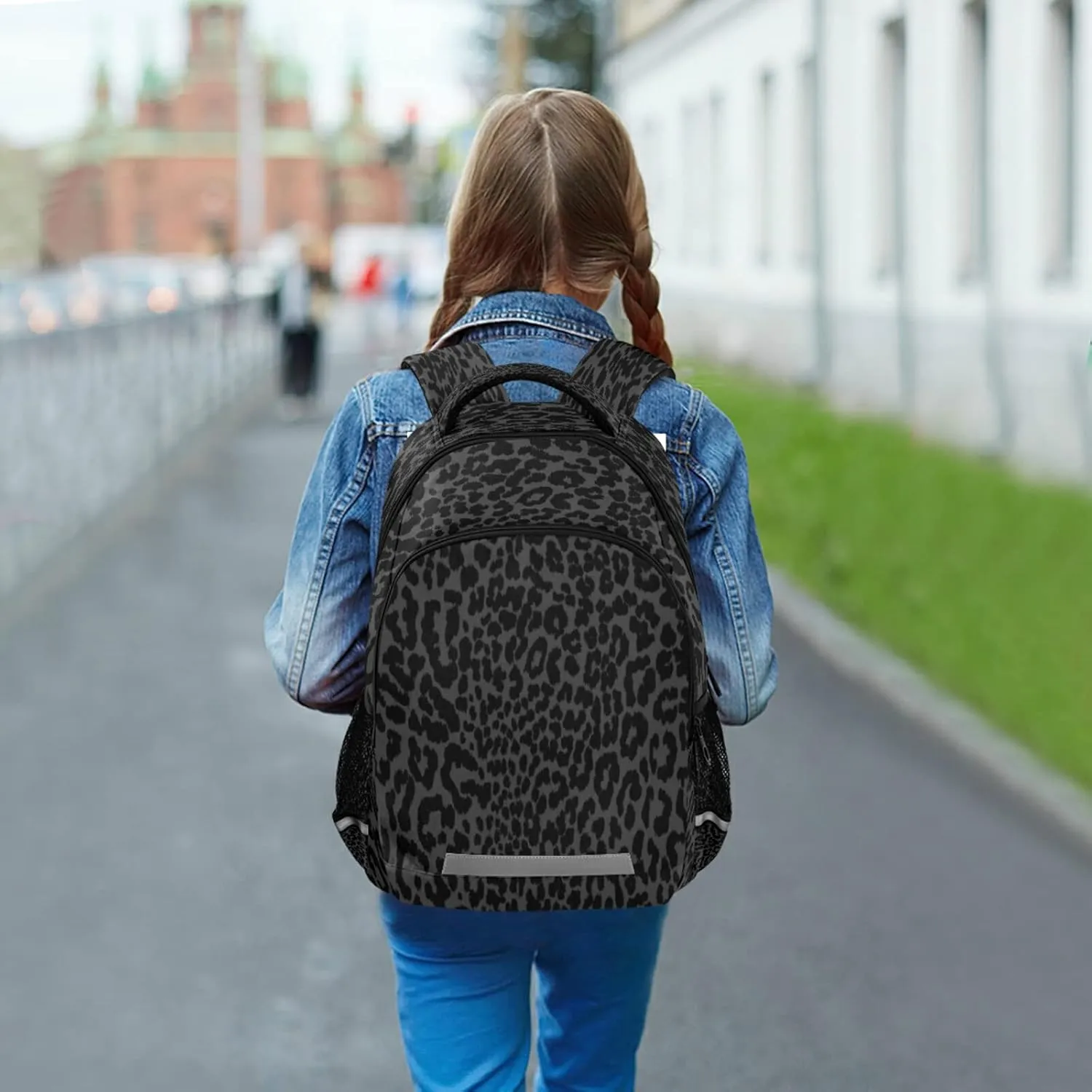 ALAZA Dark Gray Leopard Cheetah Print Backpack For women Bookbag Travel Daypack