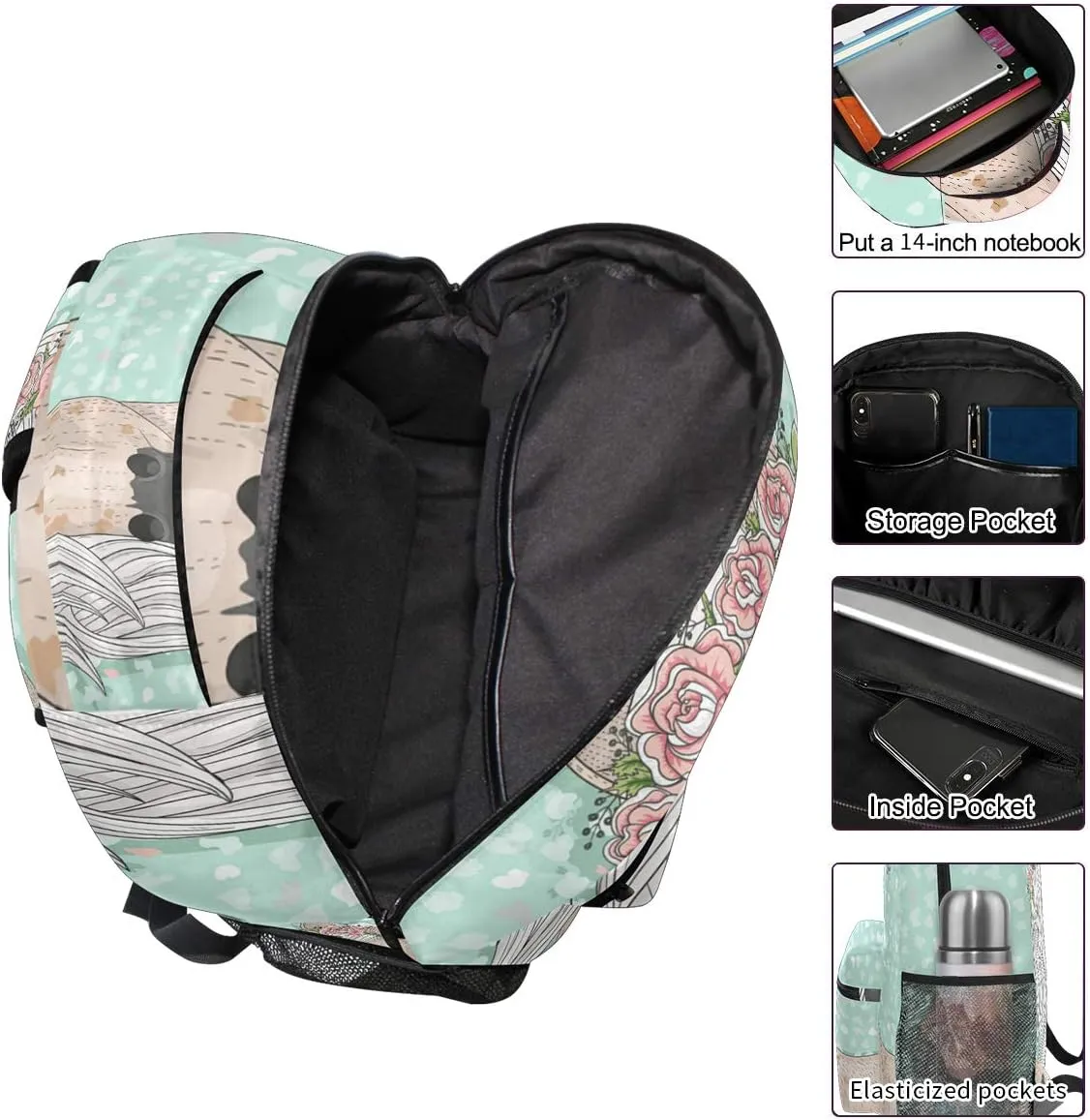 ALAZA Flower Horse Backpack for Girls Backpacks for Elementary School Bags Cute Bookbag for Kids 3rd 4th 5th Grade one_size