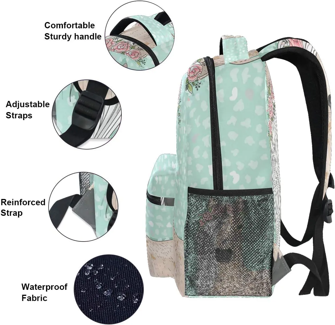 ALAZA Flower Horse Backpack for Girls Backpacks for Elementary School Bags Cute Bookbag for Kids 3rd 4th 5th Grade one_size