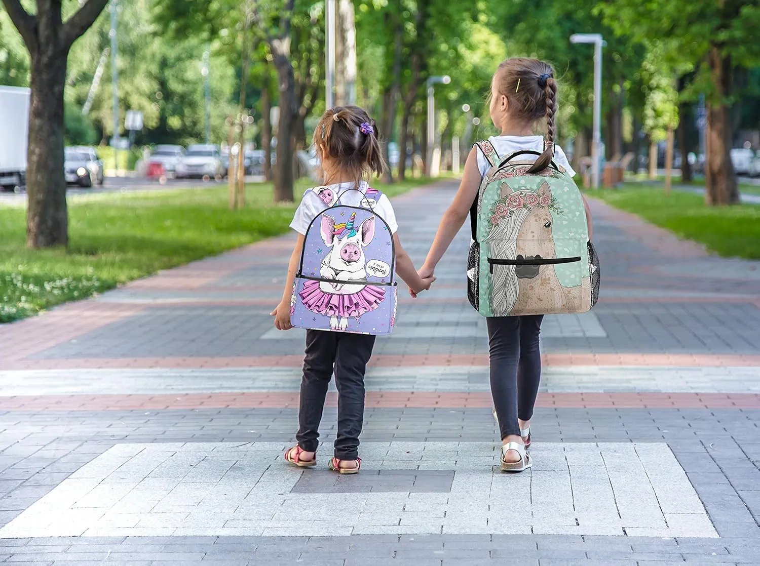 ALAZA Flower Horse Backpack for Girls Backpacks for Elementary School Bags Cute Bookbag for Kids 3rd 4th 5th Grade one_size