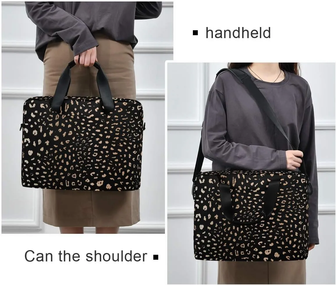 ALAZA Realistic Leopard Cheetah Print Animal Laptop Case Bag Sleeve Portable Crossbody Messenger Briefcase w/Strap Handle, 13 14 15.6 inch