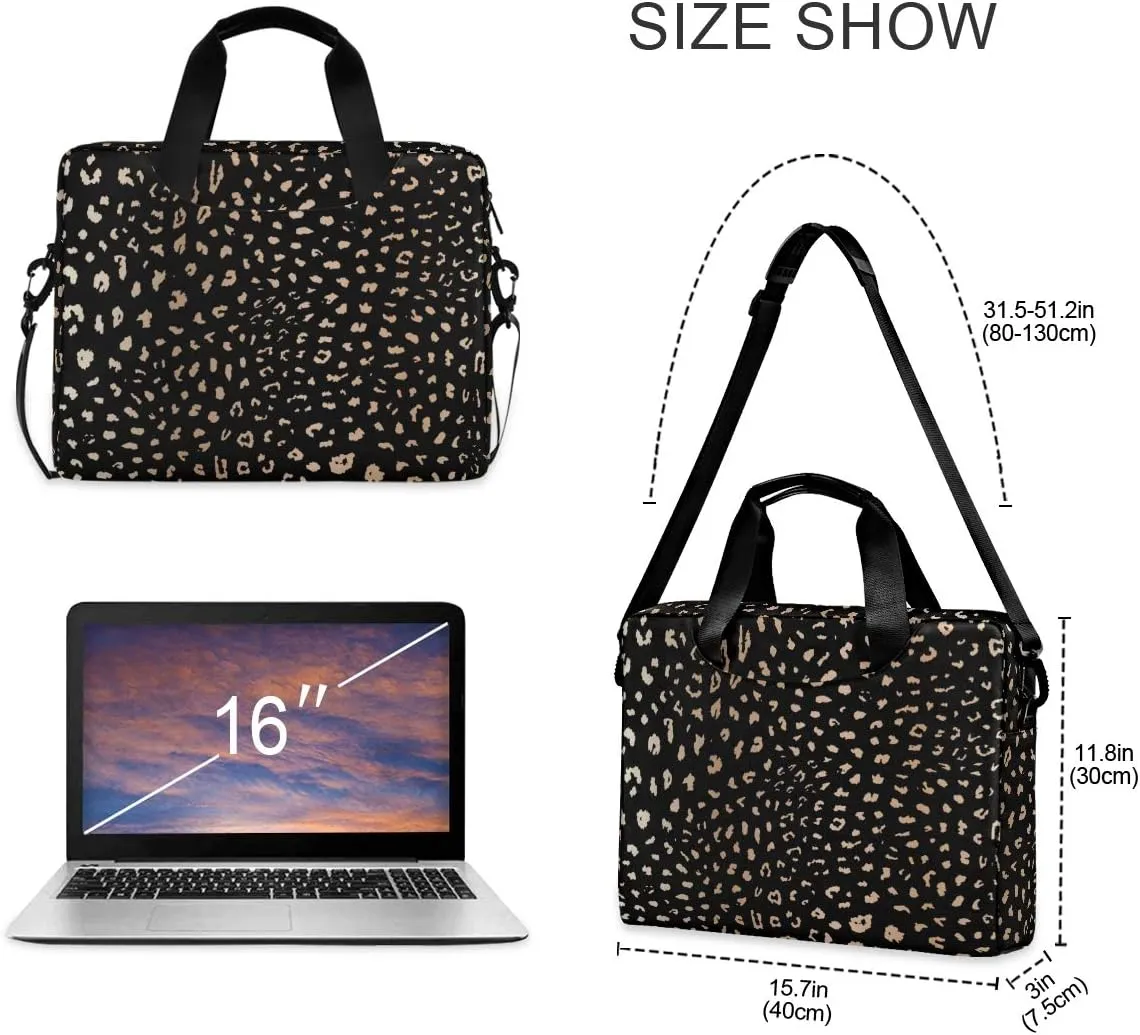 ALAZA Realistic Leopard Cheetah Print Animal Laptop Case Bag Sleeve Portable Crossbody Messenger Briefcase w/Strap Handle, 13 14 15.6 inch