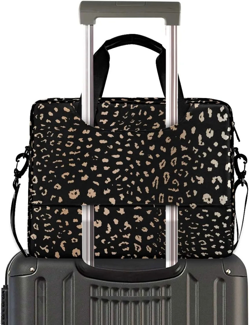 ALAZA Realistic Leopard Cheetah Print Animal Laptop Case Bag Sleeve Portable Crossbody Messenger Briefcase w/Strap Handle, 13 14 15.6 inch