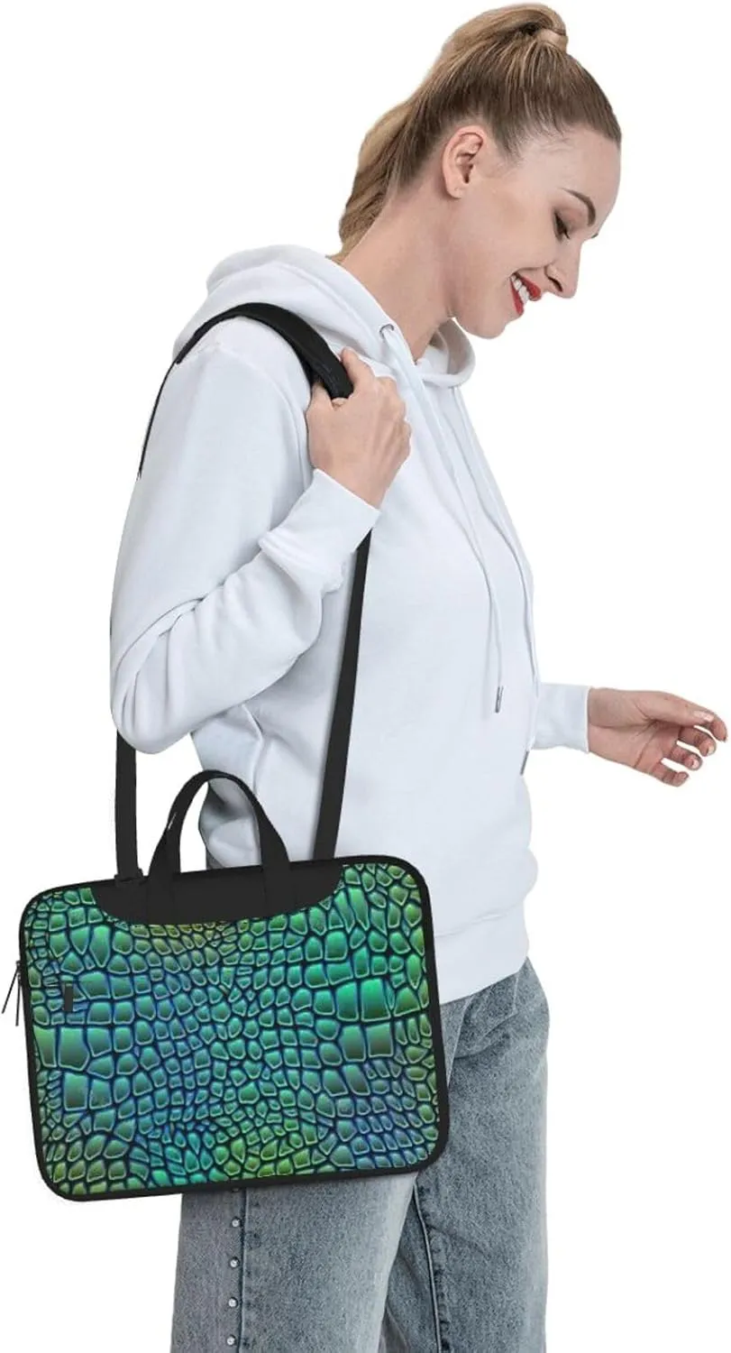 Alligator Skin Print Large Capacity Portable Crossbody Cute Laptop Bag For Women Men, 13 14 15.6 in