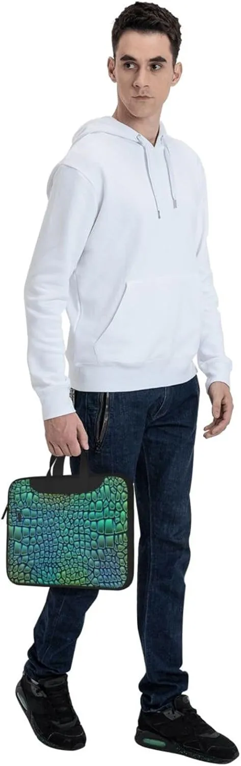 Alligator Skin Print Large Capacity Portable Crossbody Cute Laptop Bag For Women Men, 13 14 15.6 in