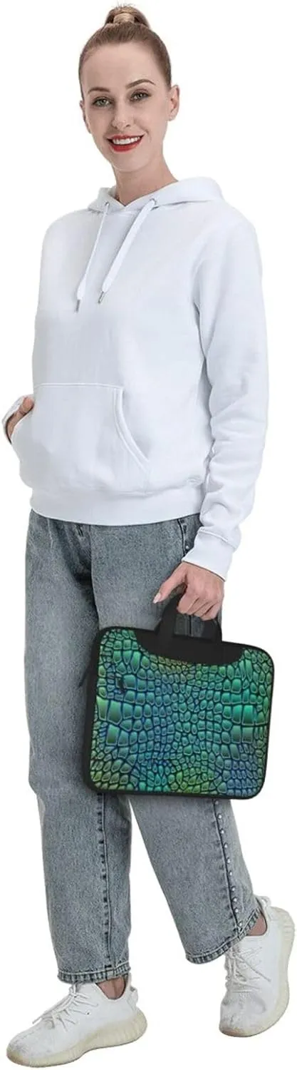 Alligator Skin Print Large Capacity Portable Crossbody Cute Laptop Bag For Women Men, 13 14 15.6 in