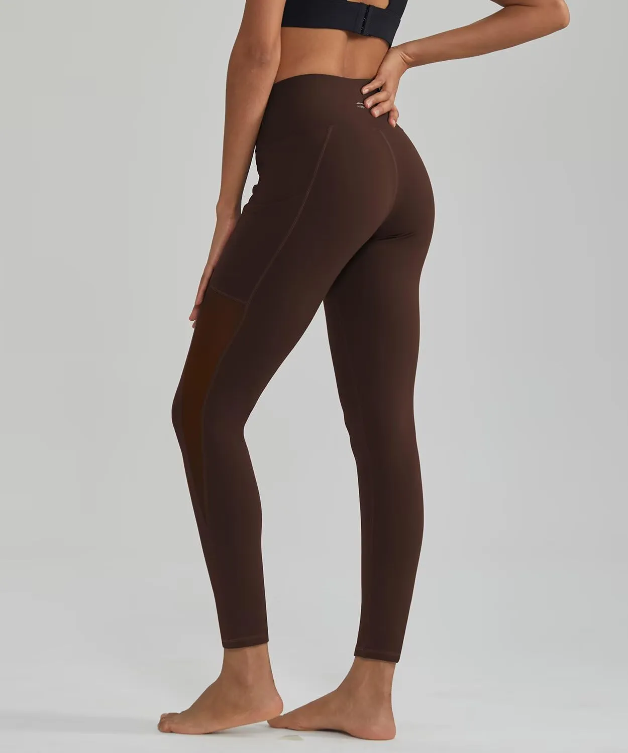 ALONG FIT Women's Mesh Yoga Leggings with Side Pockets Tummy Control Workout Running Capris High Waist Yoga Pants