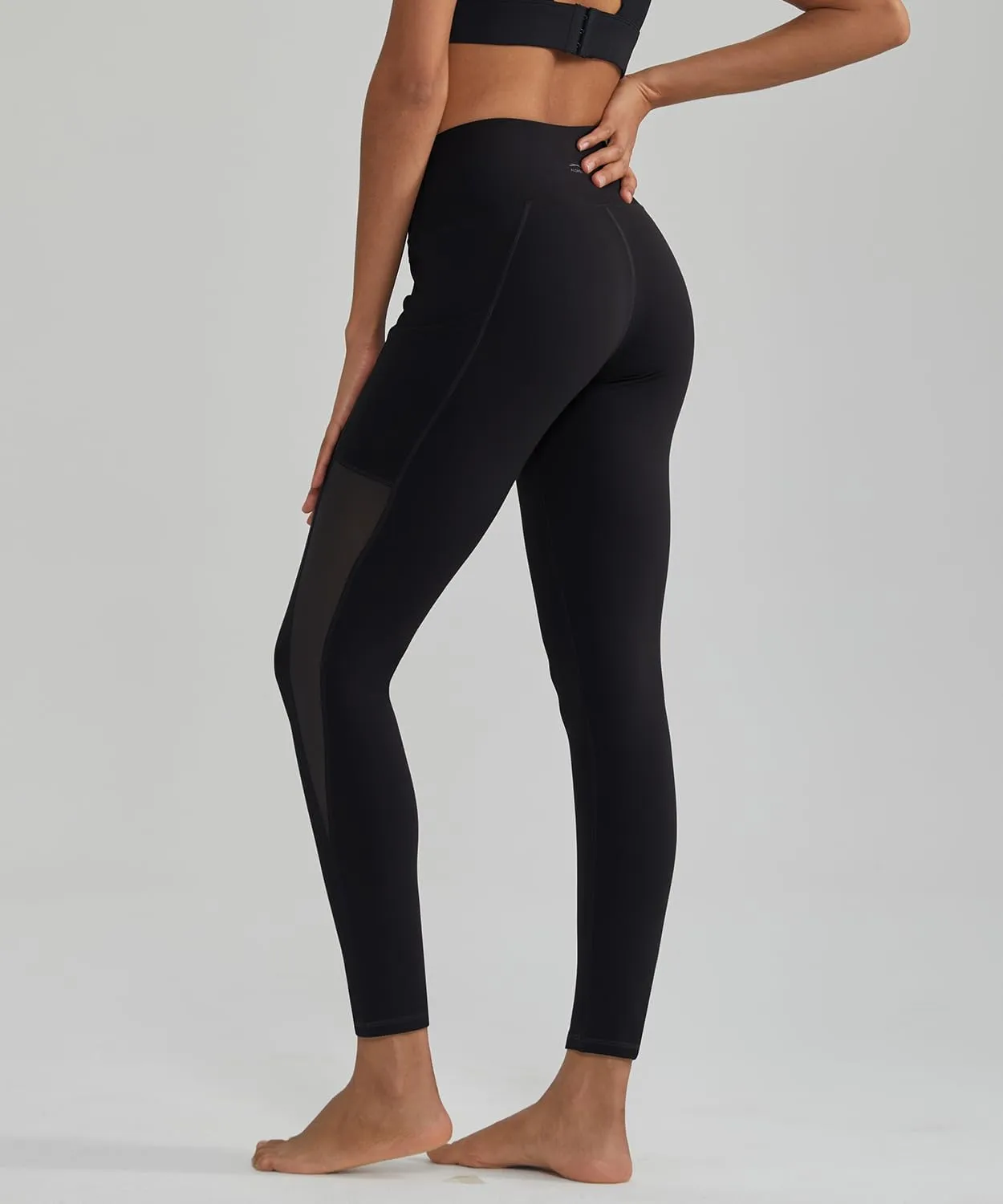 ALONG FIT Women's Mesh Yoga Leggings with Side Pockets Tummy Control Workout Running Capris High Waist Yoga Pants