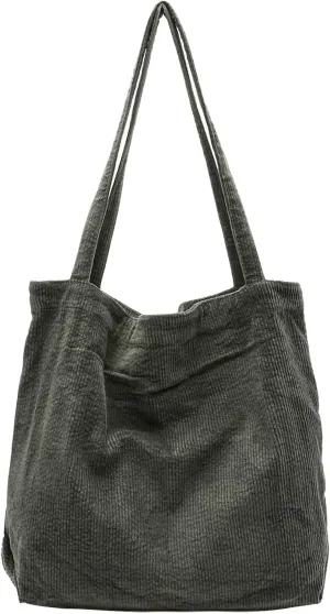 ALUWU Corduroy Tote Bag for Women Girl Canvas Shoulder Handbags Cute Large Purse