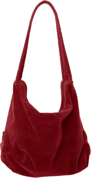 ALUWU Corduroy Tote Bag for Women Girl Canvas Shoulder Handbags Cute Large Purse