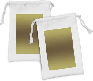 Ambesonne Ombre Fabric Pouch Set of 2, Vintage Old Yellow Retro Richness Inspired Themed Design Digital Artwork Print, Small Drawstring Bag for Toiletries Masks and Favors, 9" x 6", Mustard and Brown