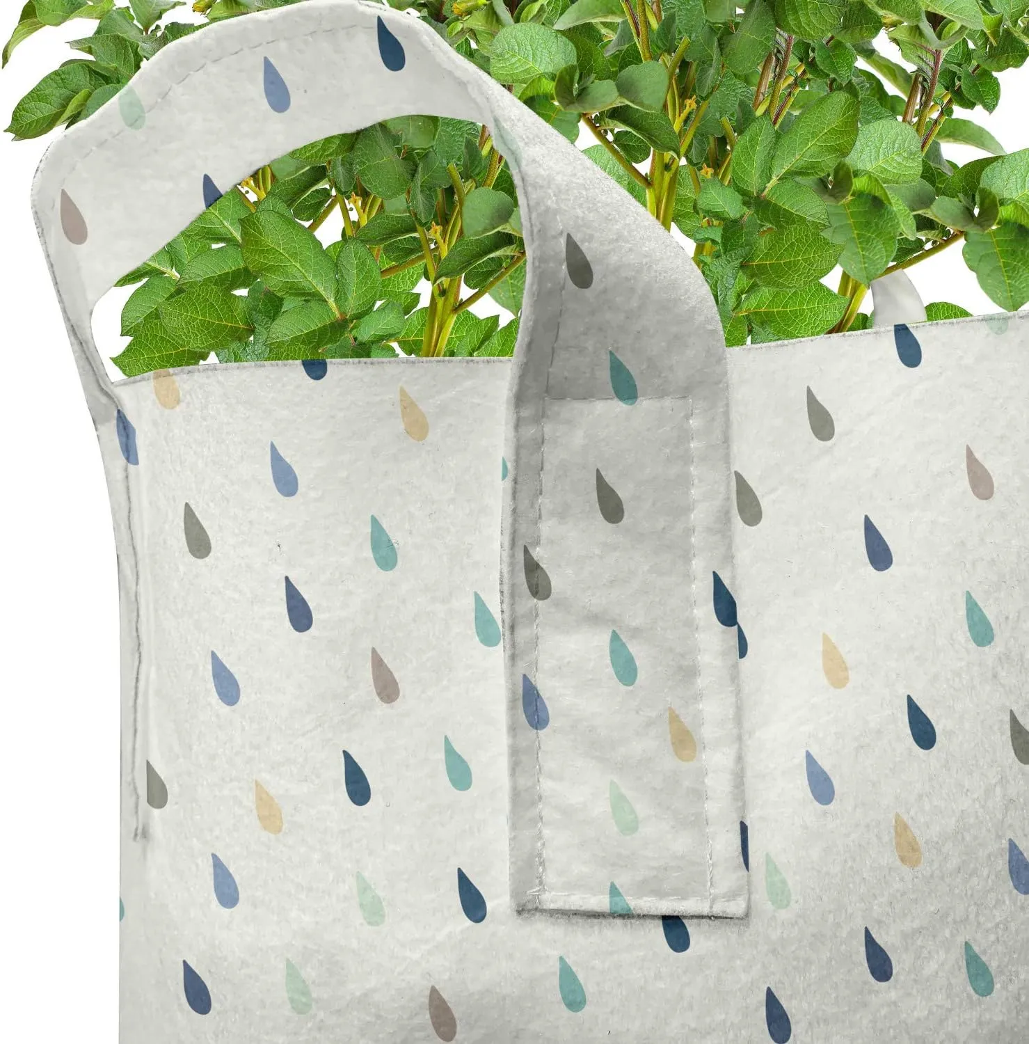 Ambesonne White Grow Bags 5-Pack, Colorful Droplet Pattern, Heavyduty Fabric Pots with Handles for Plants, 5 Gallon, Multicolor