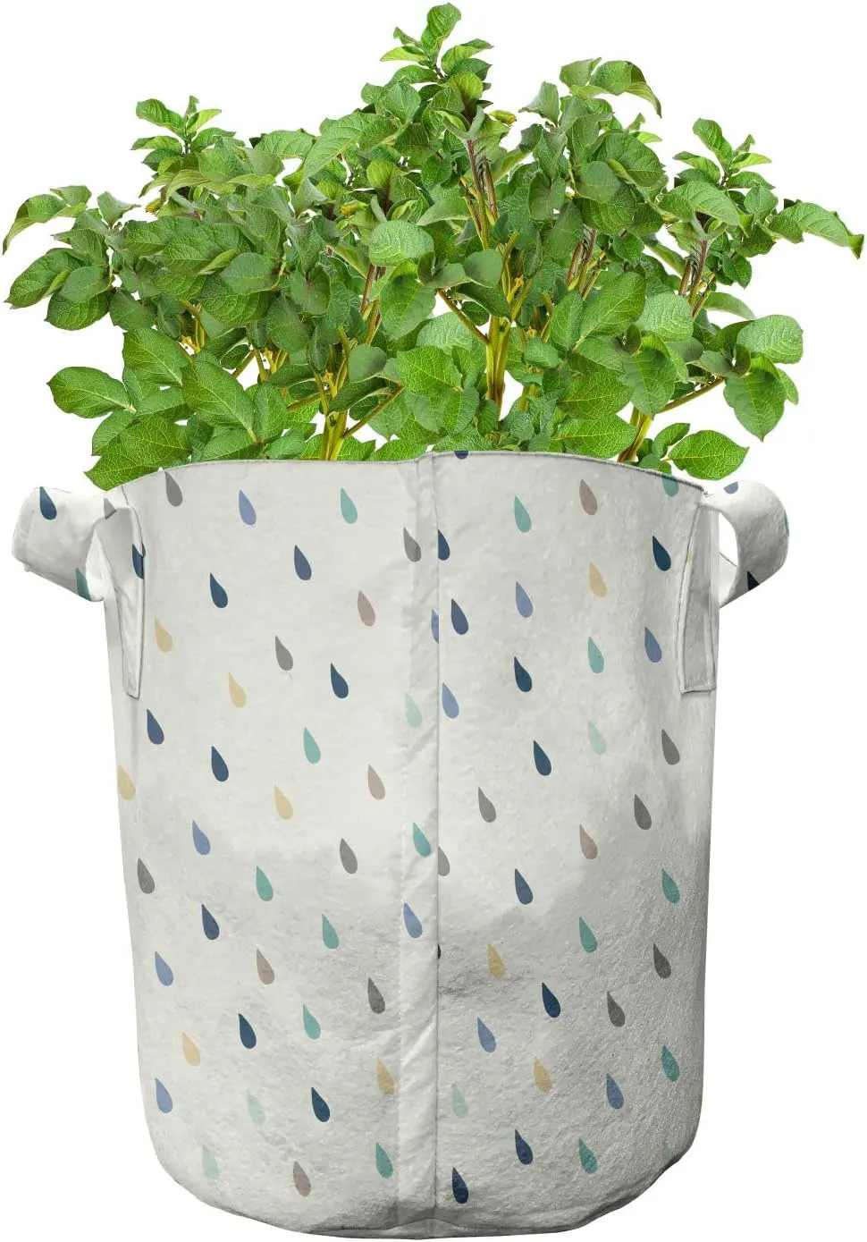 Ambesonne White Grow Bags 5-Pack, Colorful Droplet Pattern, Heavyduty Fabric Pots with Handles for Plants, 5 Gallon, Multicolor