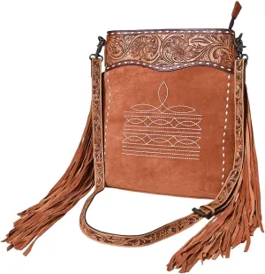 American Darling Cross Body Hand Tooled Suede Genuine Western Leather Women Bag Western Handbag Purse | Western leather handbag | Hand tooled leather purse | Genuine suede crossbody bag