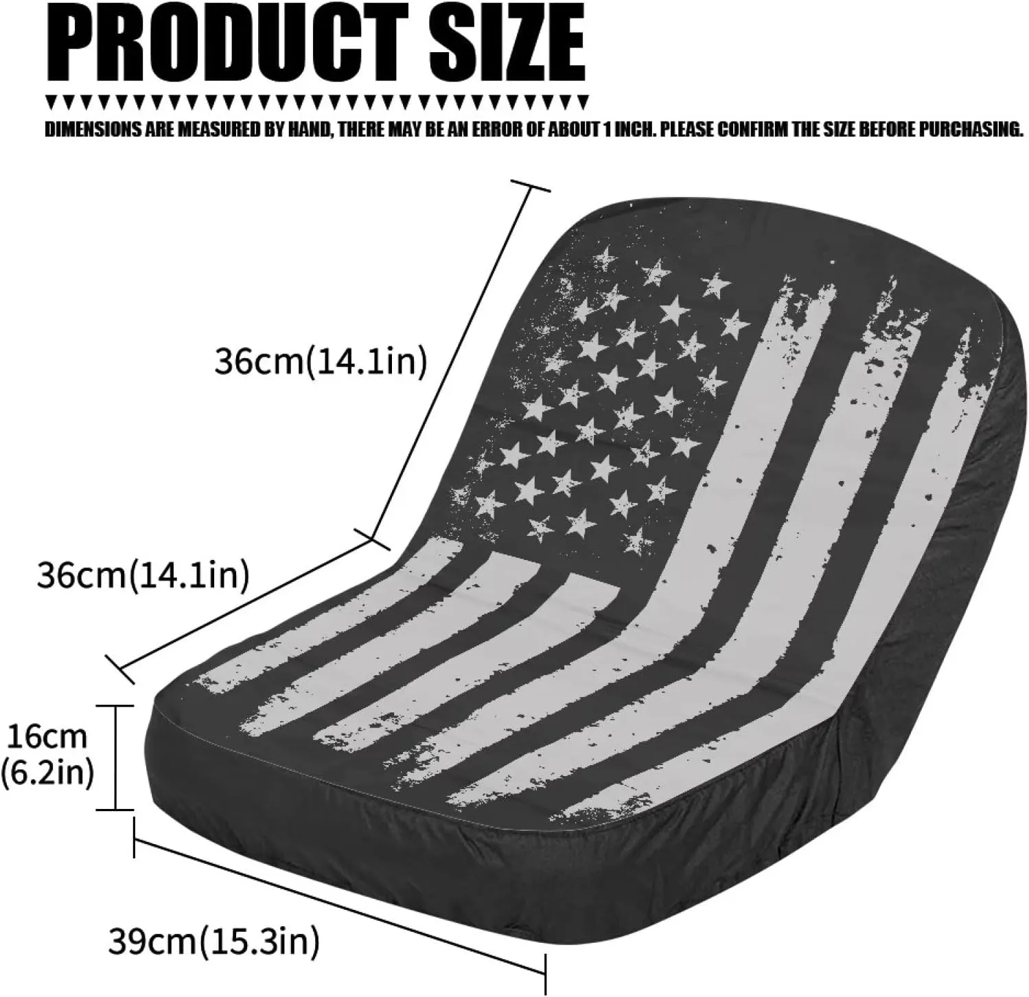 American Flag Riding Lawn Mower Cushion Seat Cover, Universal Lawn Mower Seat Cover with Storage Bag Easy to Install Medium