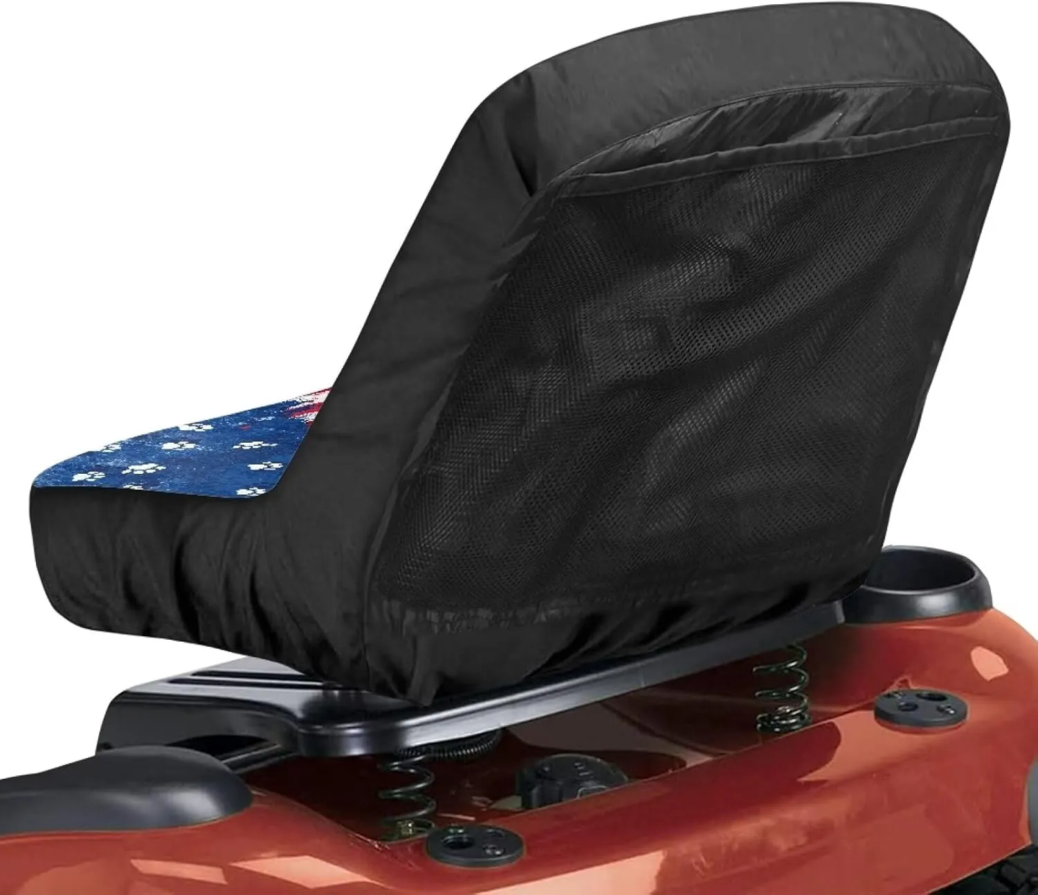 American Flag Riding Mower Seat Cover with Storage Bag, Dog Paw Universal Lawn Mower Seat Cover for Men Women Machine Washable Easy to Install