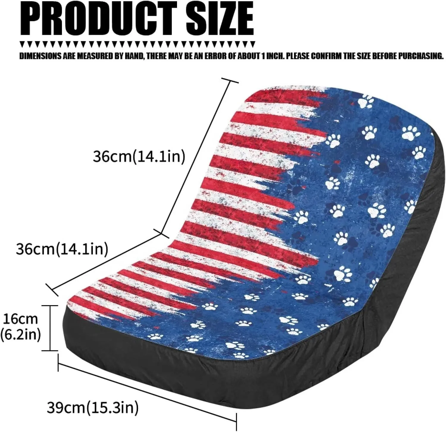 American Flag Riding Mower Seat Cover with Storage Bag, Dog Paw Universal Lawn Mower Seat Cover for Men Women Machine Washable Easy to Install
