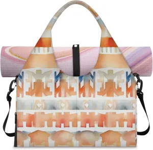 Ancient patterns Women's Yoga Gym Bag - Adjustable shoulder strap with shoe compartment, large gym bag with multiple pockets for yoga mat, gym equipment and travel accessories