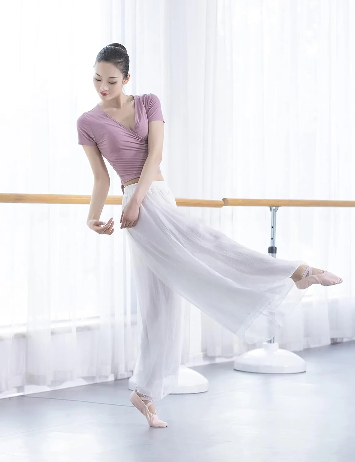 Angcoco Women's Double Layered Mesh Dancing Training Pants