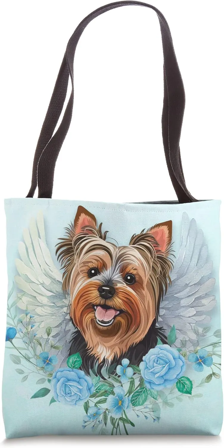 Angel Yorkie with WIngs Yorkshire Terrier Dog Memorial Art Tote Bag