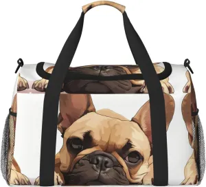 animal dog french bulldog print Weekender Overnight Carry On Bag Gym Luggage Bag Duffel Bag for Travel Women